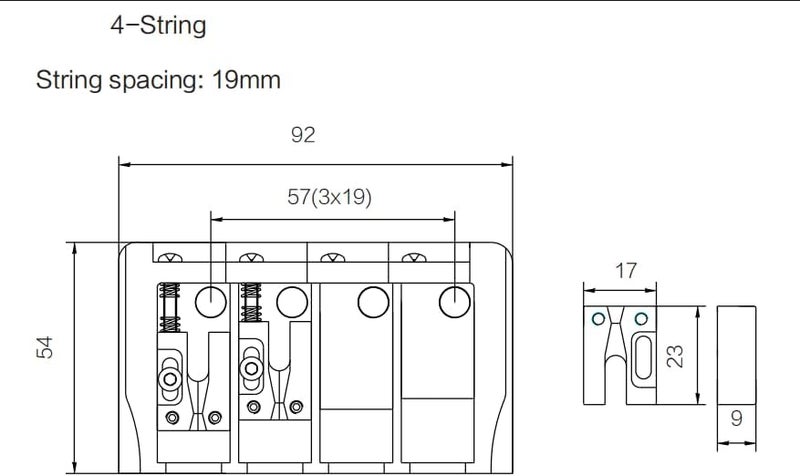 guyker Bass Guitar Bridge, 4 String Fixed Bridges String Space 19mm Replacement for Jazz Bass or Precision Instruments (GB404, Black) - Image 5